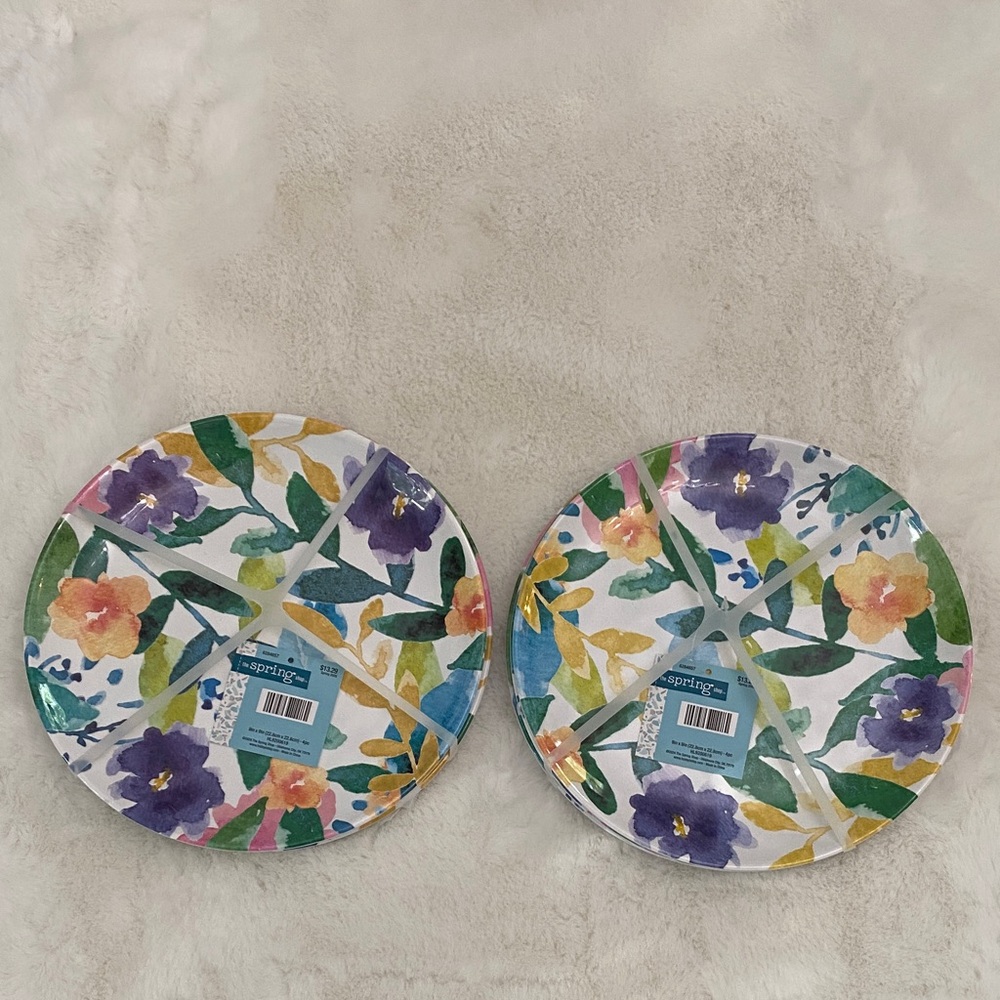 The Spring Shop Hobby Lobby Vibrant Floral Melamine Plates. 2 sets of 4.